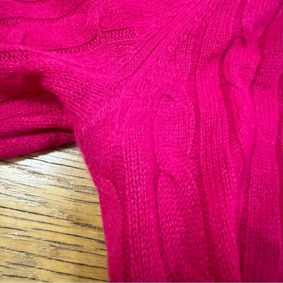 White + Warren XS Pink 100% Cashmere Cable Knit Open Cardigan Sweater - Picture 7 of 9